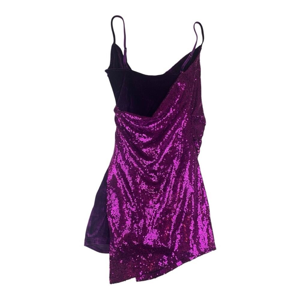 Capsulle size small Purple Sequin velour mini Dress party night boutique - Picture 12 of 12